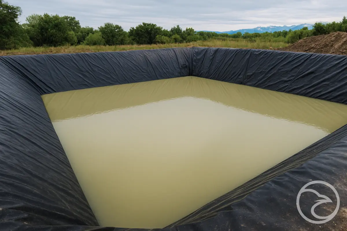 industrial water storage pond liner in remote worksite conditions