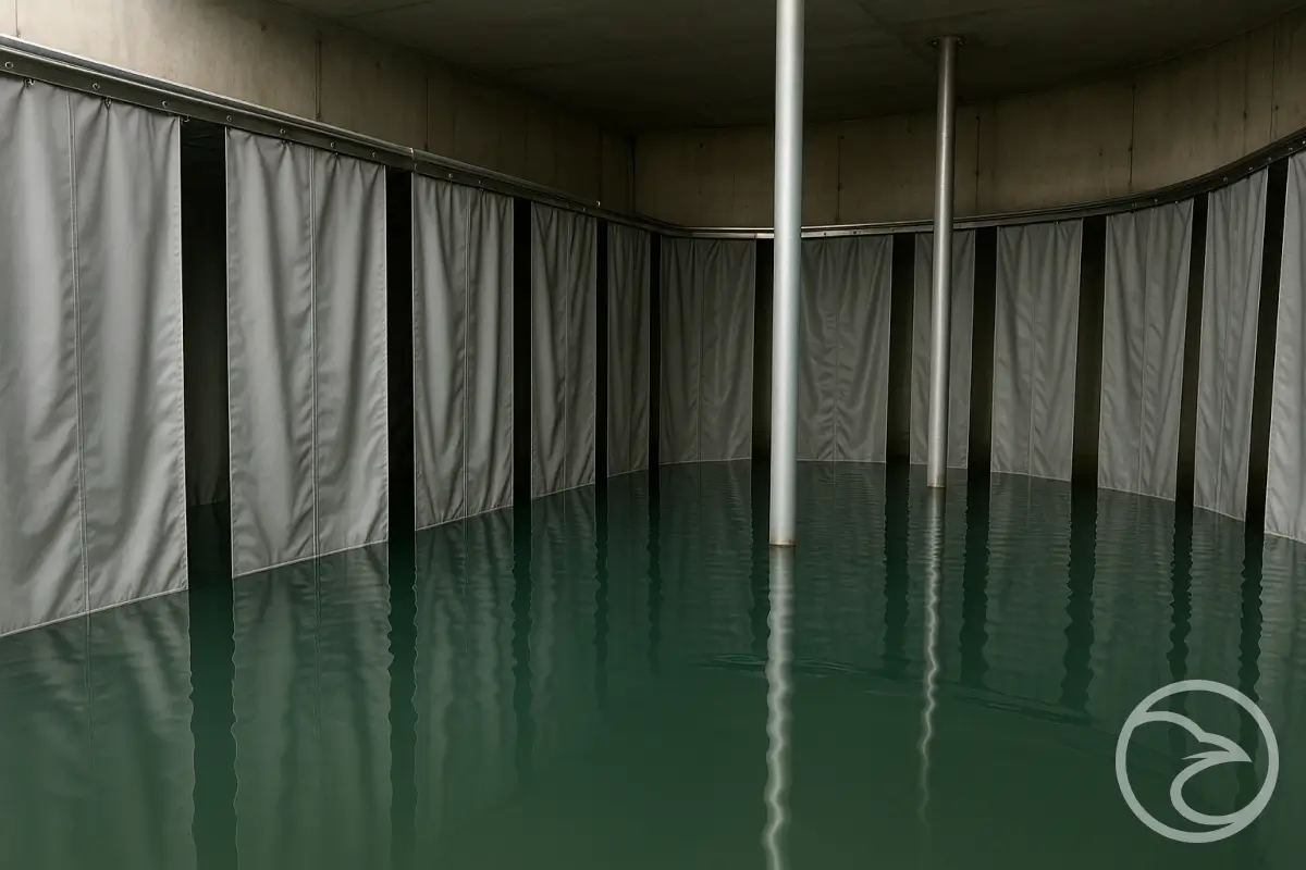 industrial storage area with flexible curtain wall