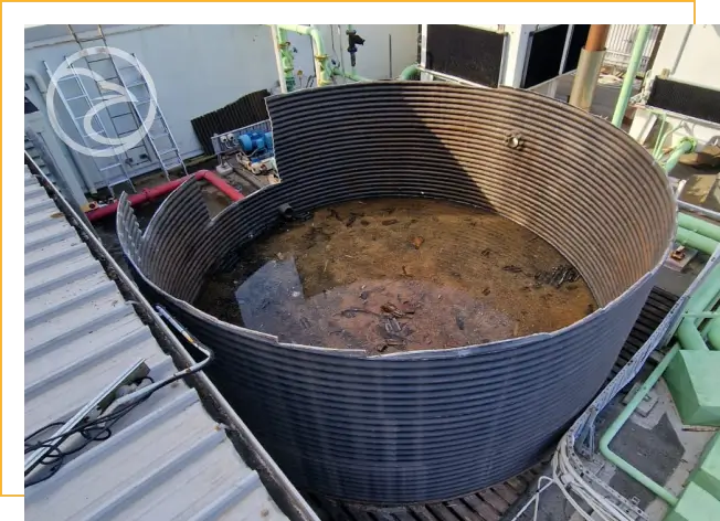 Commercial water tank repair specialists on site